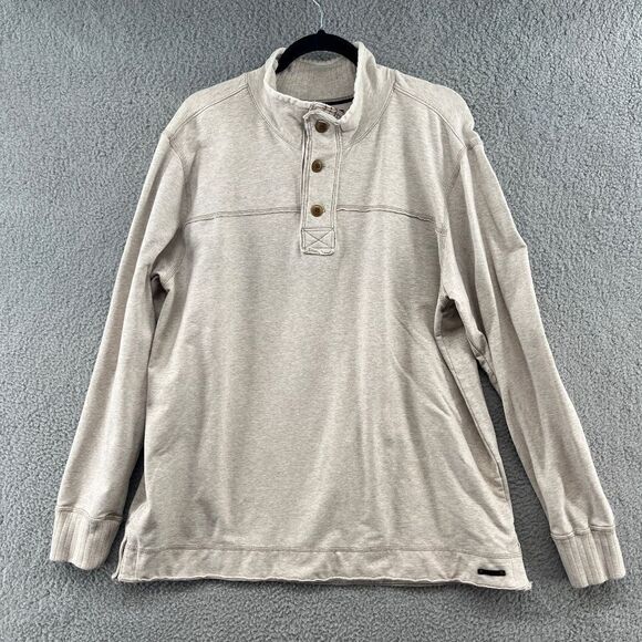 Jeremiah Taylor Quarter Button Pullover Beige Mock-Neck Sweater XL - Picture 2 of 14